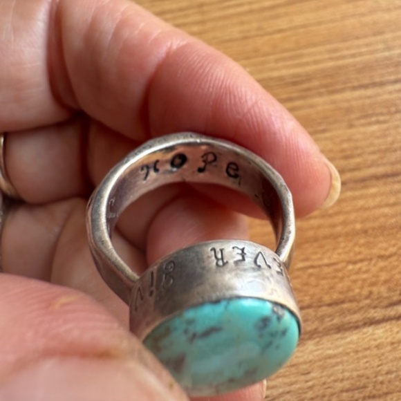 Jes Maharry Turquoise 'Never give up"  "Hope"  Ring - Picture 2 of 12